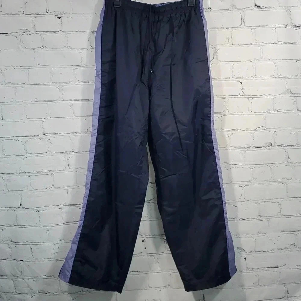 Vintage 90s Womens L Zip Wide-leg Pants Nylon Fully Lined with pockets